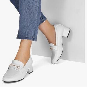 White heel loafers